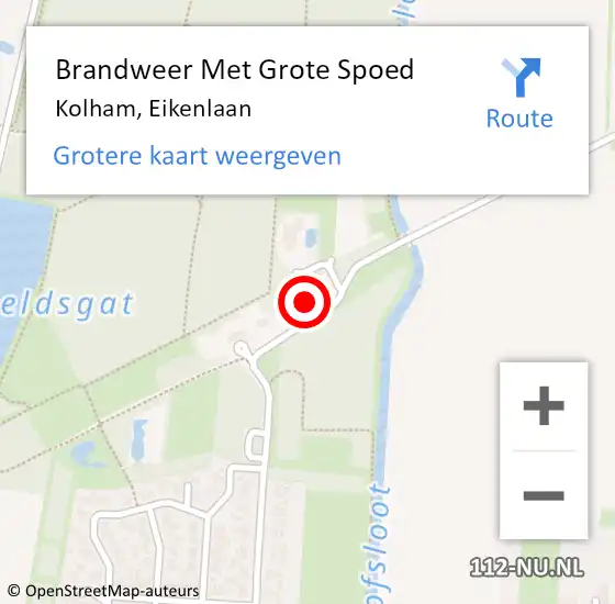 Locatie op kaart van de 112 melding: Brandweer Met Grote Spoed Naar Kolham, Eikenlaan op 2 januari 2014 17:12