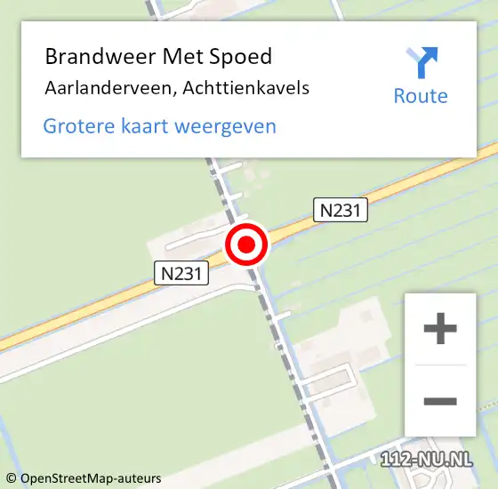 Locatie op kaart van de 112 melding: Brandweer Met Spoed Naar Aarlanderveen, Achttienkavels op 27 november 2016 11:58