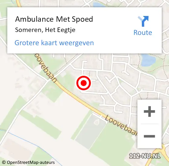 Locatie op kaart van de 112 melding: Ambulance Met Spoed Naar Someren, Het Eegtje op 27 november 2016 12:21