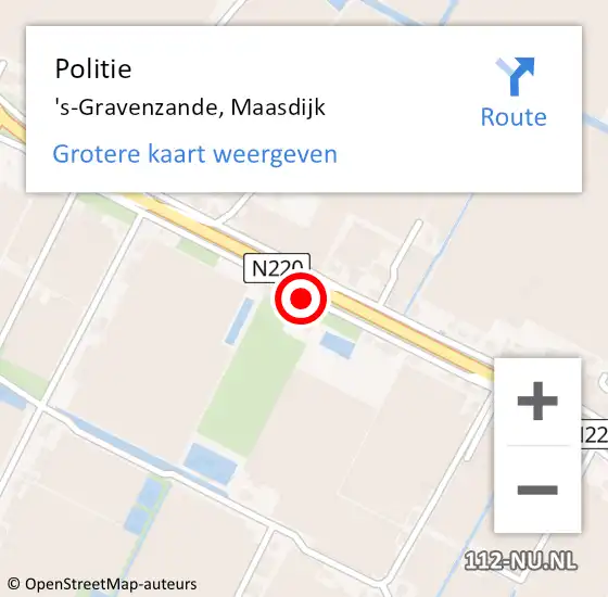 Locatie op kaart van de 112 melding: Politie 's-Gravenzande, Maasdijk op 2 januari 2014 17:20