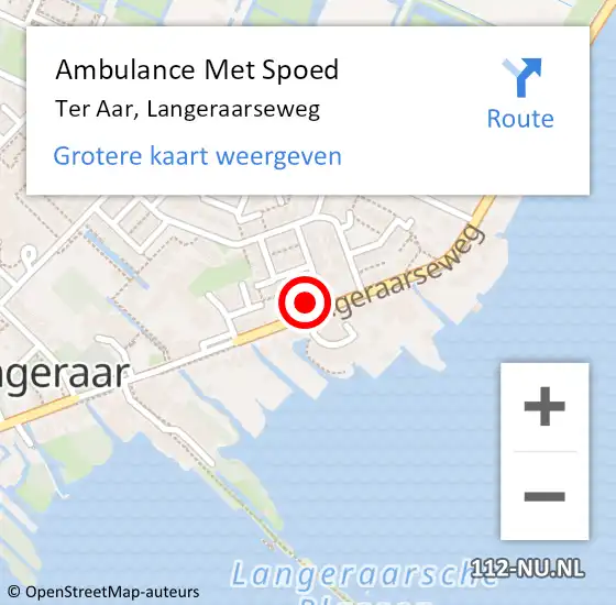 Locatie op kaart van de 112 melding: Ambulance Met Spoed Naar Ter Aar, Langeraarseweg op 27 november 2016 12:48