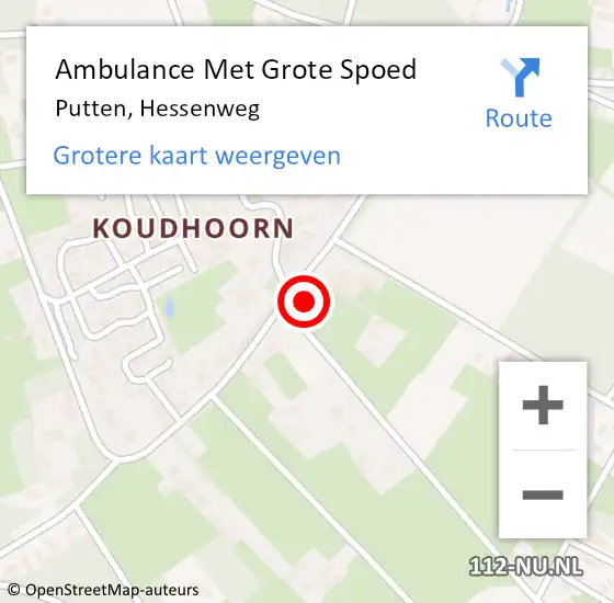Locatie op kaart van de 112 melding: Ambulance Met Grote Spoed Naar Putten, Hessenweg op 27 november 2016 12:56