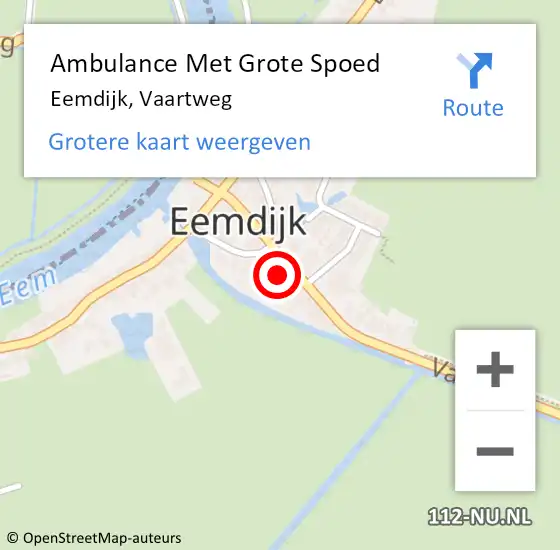 Locatie op kaart van de 112 melding: Ambulance Met Grote Spoed Naar Eemdijk, Vaartweg op 27 november 2016 13:17