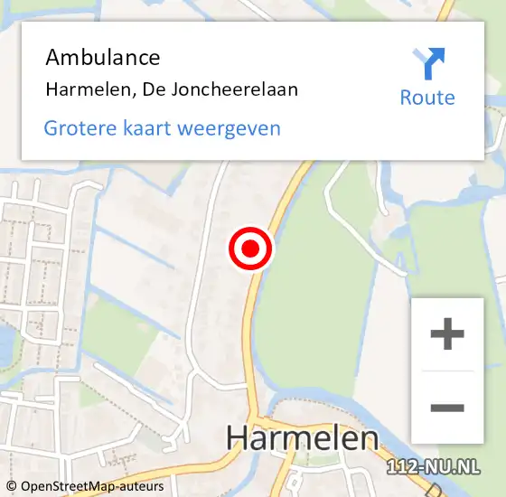 Locatie op kaart van de 112 melding: Ambulance Harmelen, De Joncheerelaan op 27 november 2016 13:41