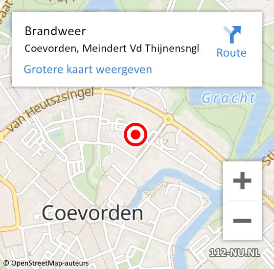 Locatie op kaart van de 112 melding: Brandweer Coevorden, Meindert Vd Thijnensngl op 27 november 2016 14:25