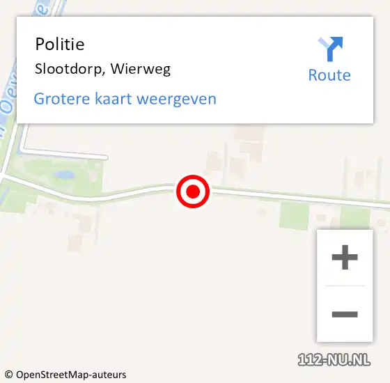 Locatie op kaart van de 112 melding: Politie Slootdorp, Wierweg op 27 november 2016 14:31