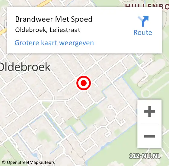 Locatie op kaart van de 112 melding: Brandweer Met Spoed Naar Oldebroek, Leliestraat op 27 november 2016 15:12