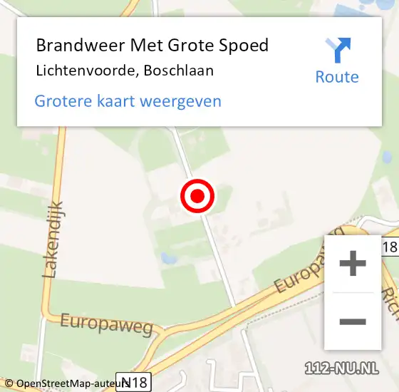 Locatie op kaart van de 112 melding: Brandweer Met Grote Spoed Naar Lichtenvoorde, Boschlaan op 27 november 2016 15:22