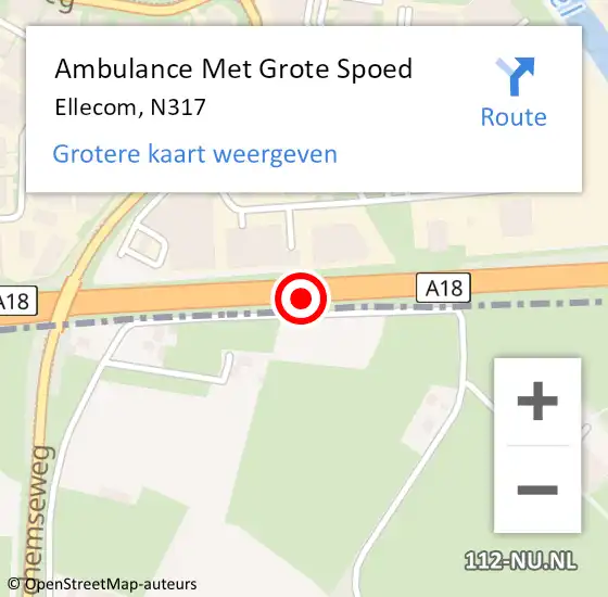 Locatie op kaart van de 112 melding: Ambulance Met Grote Spoed Naar Ellecom, N317 op 27 november 2016 15:42
