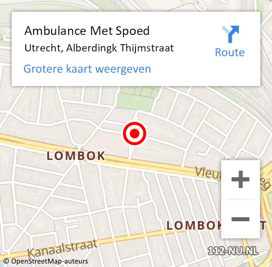 Locatie op kaart van de 112 melding: Ambulance Met Spoed Naar Utrecht, Alberdingk Thijmstraat op 27 november 2016 16:02