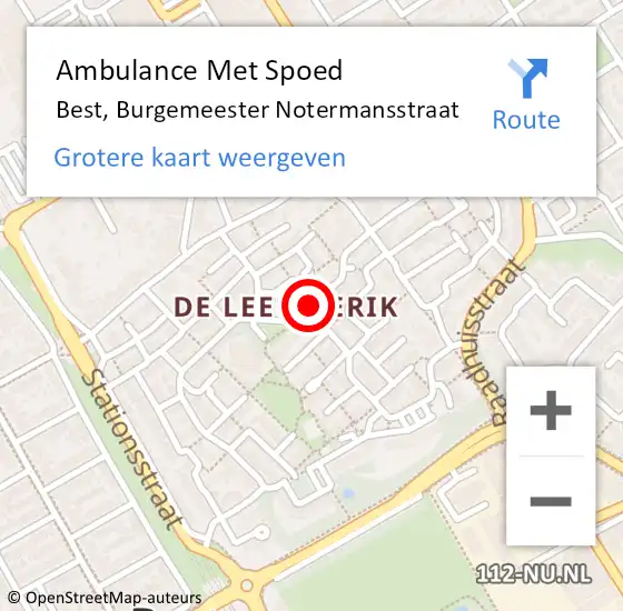 Locatie op kaart van de 112 melding: Ambulance Met Spoed Naar Best, Burgemeester Notermansstraat op 27 november 2016 16:37