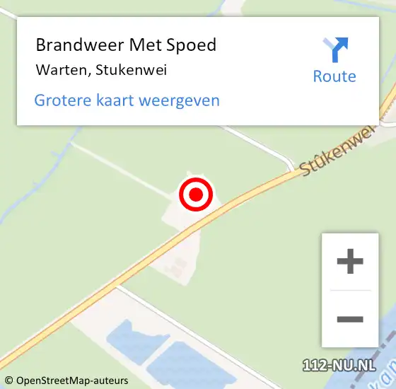 Locatie op kaart van de 112 melding: Brandweer Met Spoed Naar Warten, Stukenwei op 27 november 2016 16:37