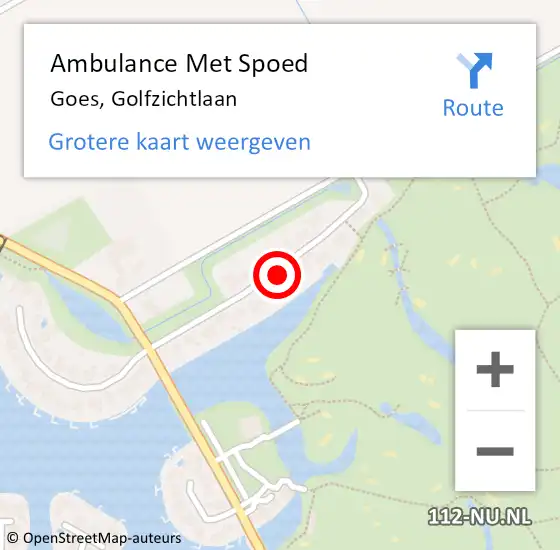 Locatie op kaart van de 112 melding: Ambulance Met Spoed Naar Goes, Golfzichtlaan op 27 november 2016 16:51