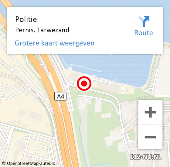 Locatie op kaart van de 112 melding: Politie Pernis, Tarwezand op 27 november 2016 16:52