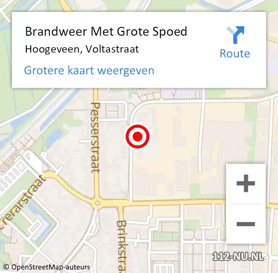 Locatie op kaart van de 112 melding: Brandweer Met Grote Spoed Naar Hoogeveen, Voltastraat op 27 november 2016 17:29