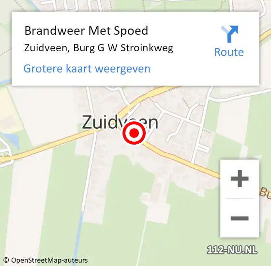 Locatie op kaart van de 112 melding: Brandweer Met Spoed Naar Zuidveen, Burg G W Stroinkweg op 27 november 2016 17:44