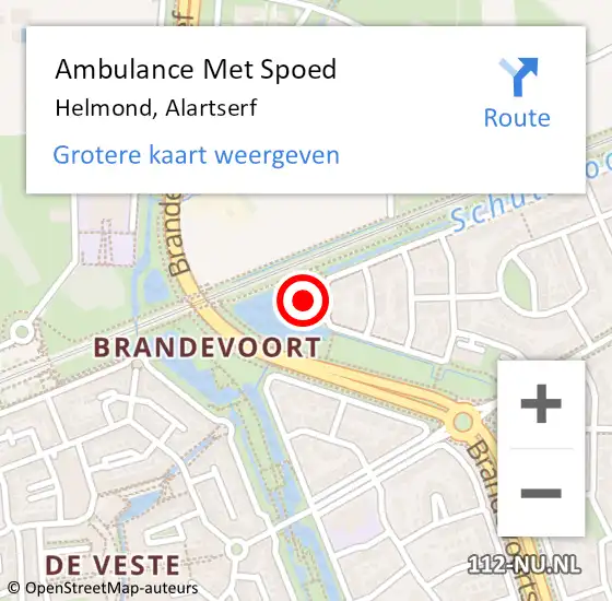 Locatie op kaart van de 112 melding: Ambulance Met Spoed Naar Helmond, Alartserf op 27 november 2016 18:12