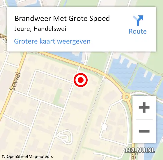 Locatie op kaart van de 112 melding: Brandweer Met Grote Spoed Naar Joure, Handelswei op 27 november 2016 20:18