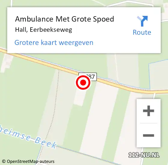 Locatie op kaart van de 112 melding: Ambulance Met Grote Spoed Naar Hall, Eerbeekseweg op 27 november 2016 20:41