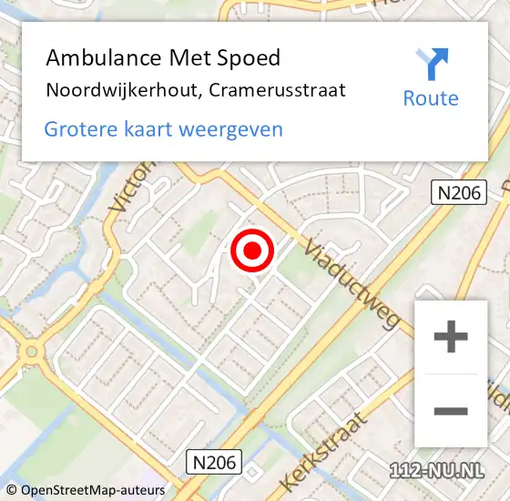 Locatie op kaart van de 112 melding: Ambulance Met Spoed Naar Noordwijkerhout, Cramerusstraat op 27 november 2016 23:06