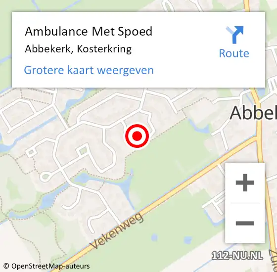 Locatie op kaart van de 112 melding: Ambulance Met Spoed Naar Abbekerk, Kosterkring op 27 november 2016 23:57