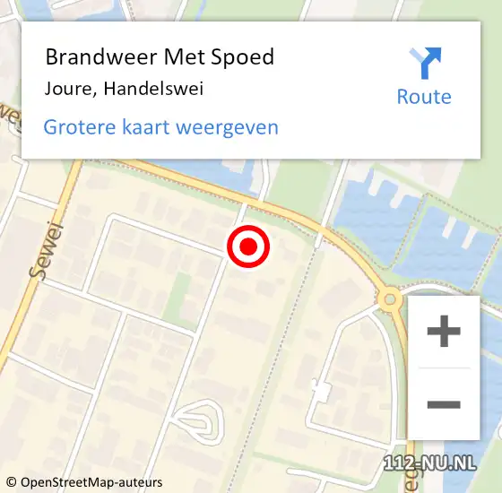 Locatie op kaart van de 112 melding: Brandweer Met Spoed Naar Joure, Handelswei op 28 november 2016 00:02