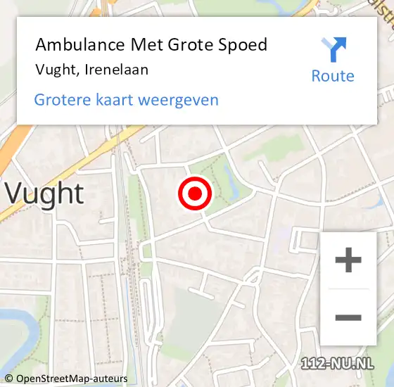 Locatie op kaart van de 112 melding: Ambulance Met Grote Spoed Naar Vught, Irenelaan op 28 november 2016 00:04