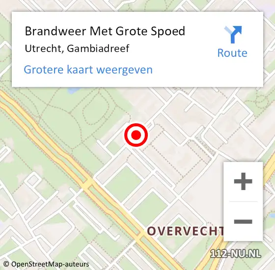 Locatie op kaart van de 112 melding: Brandweer Met Grote Spoed Naar Utrecht, Gambiadreef op 28 november 2016 01:36