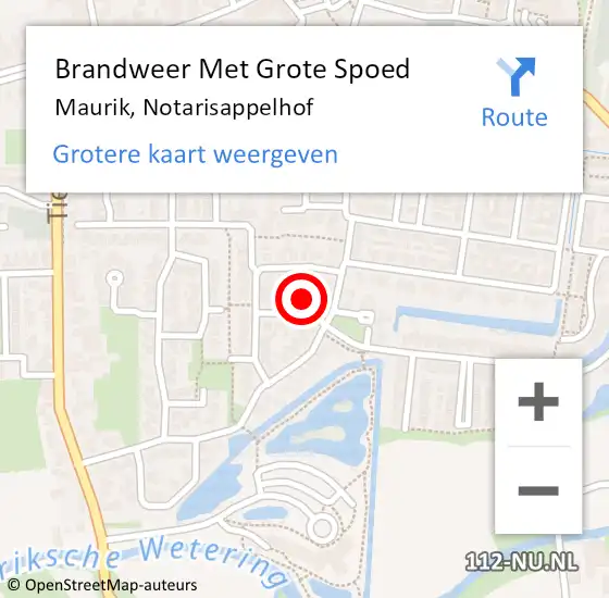 Locatie op kaart van de 112 melding: Brandweer Met Grote Spoed Naar Maurik, Notarisappelhof op 28 november 2016 02:00