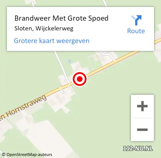 Locatie op kaart van de 112 melding: Brandweer Met Grote Spoed Naar Sloten, Wijckelerweg op 28 november 2016 02:43