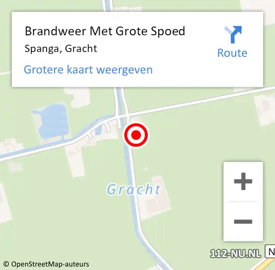 Locatie op kaart van de 112 melding: Brandweer Met Grote Spoed Naar Spanga, Gracht op 28 november 2016 03:17