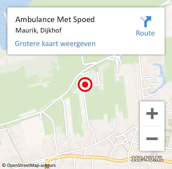 Locatie op kaart van de 112 melding: Ambulance Met Spoed Naar Maurik, Dijkhof op 28 november 2016 03:58