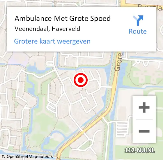 Locatie op kaart van de 112 melding: Ambulance Met Grote Spoed Naar Veenendaal, Haverveld op 28 november 2016 04:43