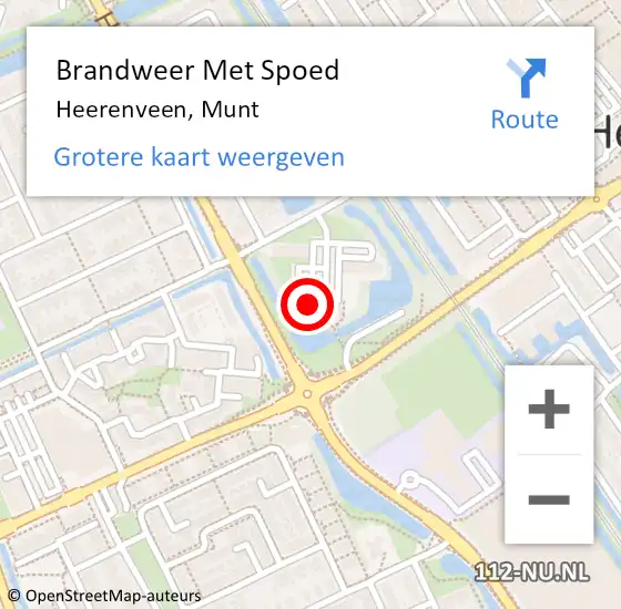 Locatie op kaart van de 112 melding: Brandweer Met Spoed Naar Heerenveen, Munt op 28 november 2016 06:32