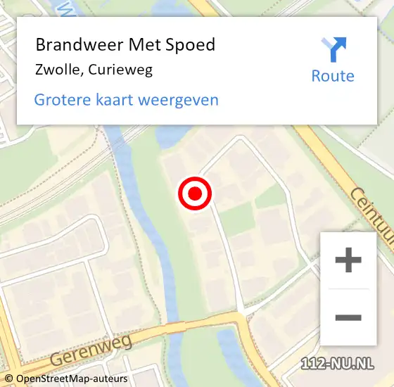 Locatie op kaart van de 112 melding: Brandweer Met Spoed Naar Zwolle, Curieweg op 28 november 2016 06:45