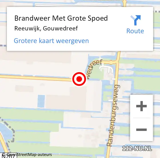 Locatie op kaart van de 112 melding: Brandweer Met Grote Spoed Naar Reeuwijk, Gouwedreef op 28 november 2016 07:41