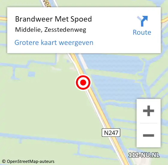 Locatie op kaart van de 112 melding: Brandweer Met Spoed Naar Middelie, Zesstedenweg op 28 november 2016 07:48