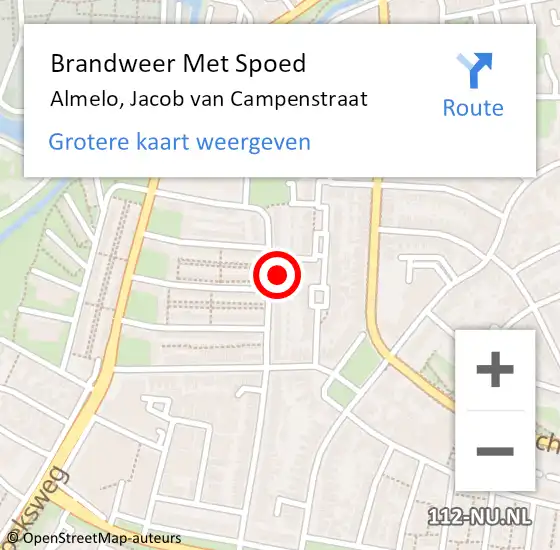 Locatie op kaart van de 112 melding: Brandweer Met Spoed Naar Almelo, Jacob van Campenstraat op 28 november 2016 08:19