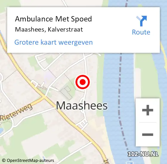 Locatie op kaart van de 112 melding: Ambulance Met Spoed Naar Maashees, Kalverstraat op 28 november 2016 08:25