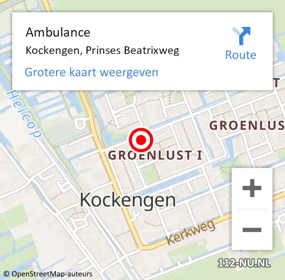 Locatie op kaart van de 112 melding: Ambulance Kockengen, Prinses Beatrixweg op 28 november 2016 08:53