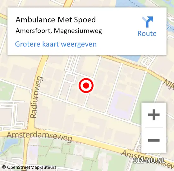 Locatie op kaart van de 112 melding: Ambulance Met Spoed Naar Amersfoort, Magnesiumweg op 28 november 2016 08:54