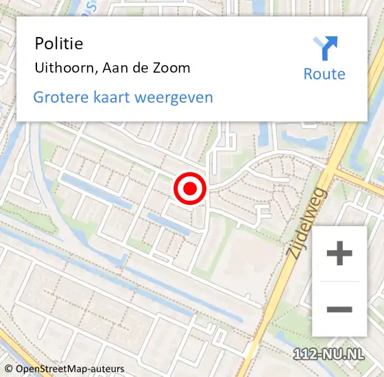 Locatie op kaart van de 112 melding: Politie Uithoorn, Aan de Zoom op 28 november 2016 09:42