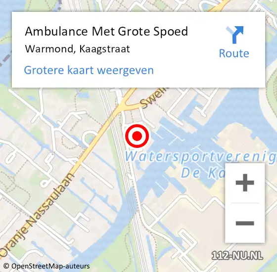 Locatie op kaart van de 112 melding: Ambulance Met Grote Spoed Naar Warmond, Kaagstraat op 28 november 2016 09:55