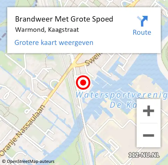 Locatie op kaart van de 112 melding: Brandweer Met Grote Spoed Naar Warmond, Kaagstraat op 28 november 2016 09:57