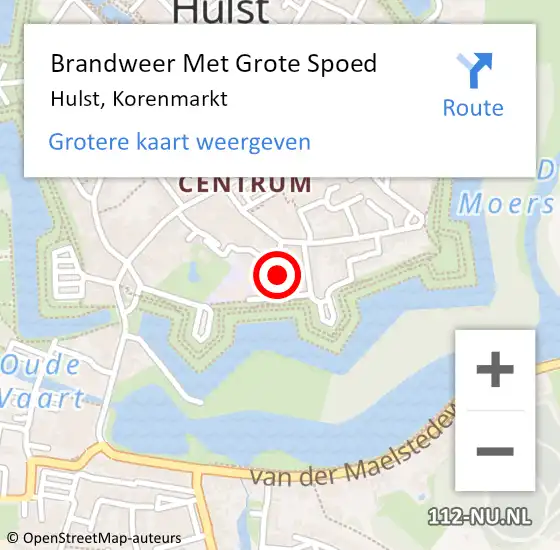 Locatie op kaart van de 112 melding: Brandweer Met Grote Spoed Naar Hulst, Korenmarkt op 28 november 2016 10:08