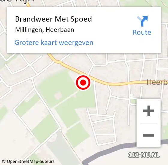 Locatie op kaart van de 112 melding: Brandweer Met Spoed Naar Millingen, Heerbaan op 28 november 2016 11:00