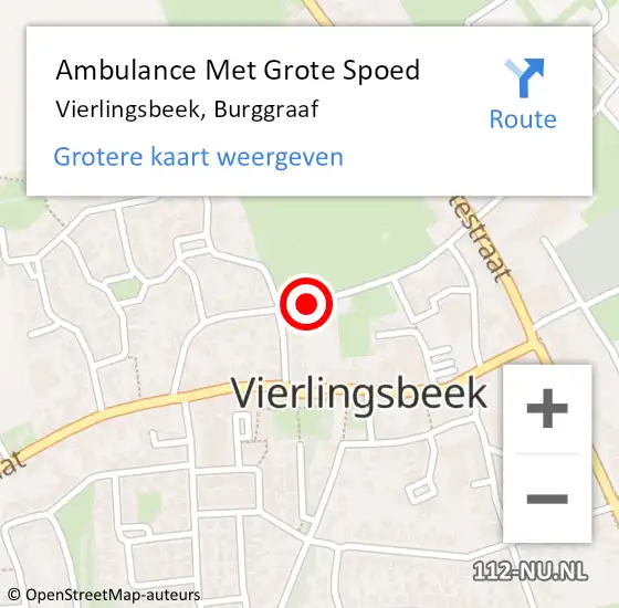 Locatie op kaart van de 112 melding: Ambulance Met Grote Spoed Naar Vierlingsbeek, Burggraaf op 28 november 2016 11:16