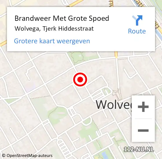 Locatie op kaart van de 112 melding: Brandweer Met Grote Spoed Naar Wolvega, Tjerk Hiddesstraat op 28 november 2016 12:56