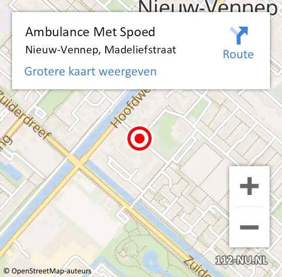 Locatie op kaart van de 112 melding: Ambulance Met Spoed Naar Nieuw-Vennep, Madeliefstraat op 28 november 2016 13:03