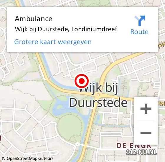 Locatie op kaart van de 112 melding: Ambulance Wijk bij Duurstede, Londiniumdreef op 28 november 2016 14:35